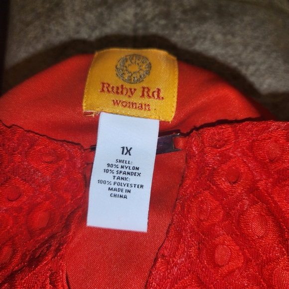 Ruby Rd. Vibrant Red Lace Detail Top - Picture 3 of 3